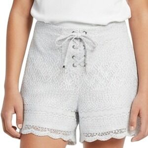 Amy Byer Girls Shorts Size Large 14 White Lace Scalloped Hem‎ Lace Up Boho Chic